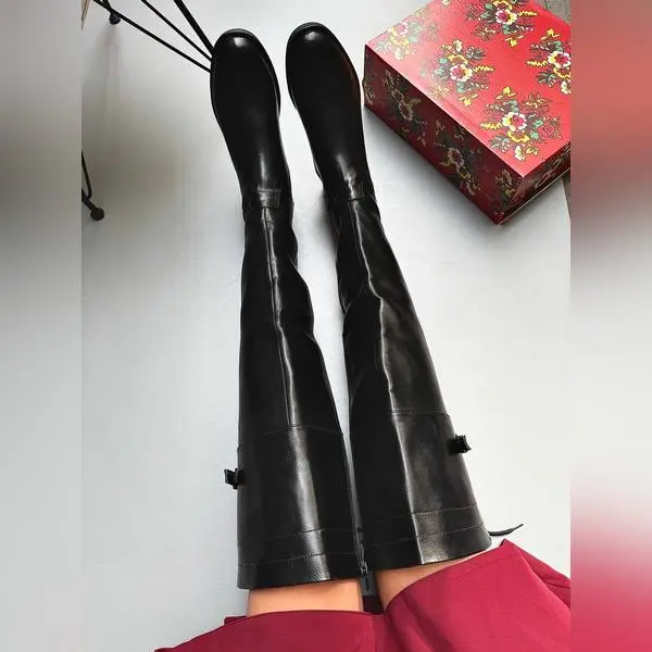 بوت بالای زانو پشت‌بندی - کد 1647