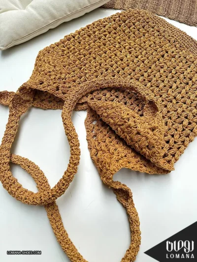 کیف وارداتی رافیا عسلی لومانا - کد 2155