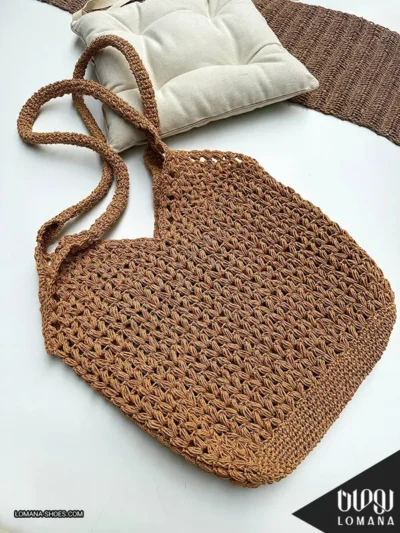 کیف وارداتی رافیا عسلی لومانا - کد 2155
