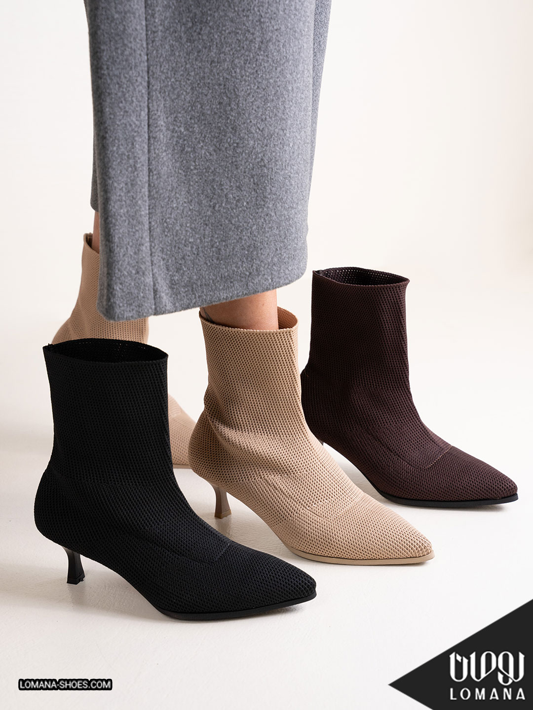 نیم بوت پاشنه بافتی کشی لومانا - کد 2518