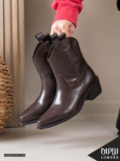 بوت پاشنه تگزاسی چرم لومانا - کد 2627