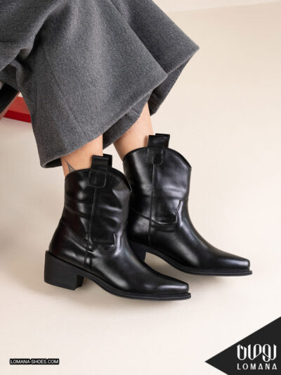 بوت پاشنه تگزاسی چرم لومانا - کد 2627