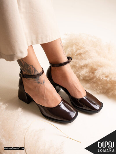 کفش پاشنه دور‌ مچی ورنی لومانا - کد 2691