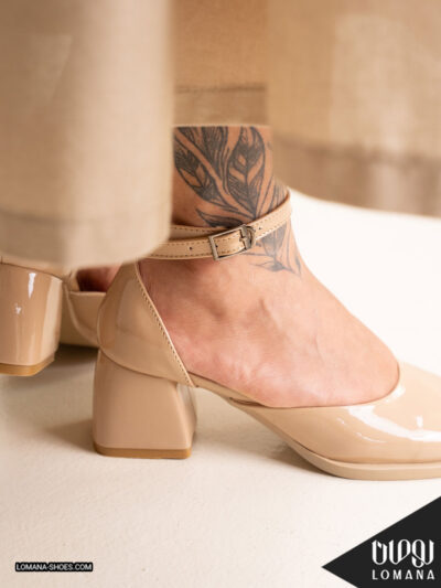 کفش پاشنه دور‌ مچی ورنی لومانا - کد 2691