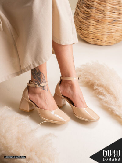 کفش پاشنه دور‌ مچی ورنی لومانا - کد 2691