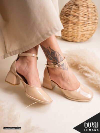 کفش پاشنه دور‌ مچی ورنی لومانا - کد 2691