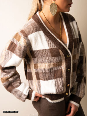 بافت چارخونه دکمه ای - کد 2768